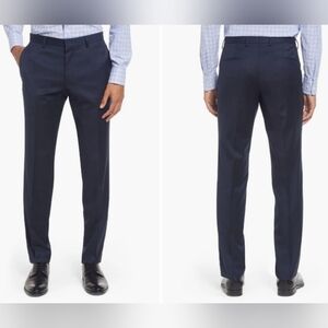 Nordstrom mens techsmart pants 34r navy blue flat front slacks trim fit trousers